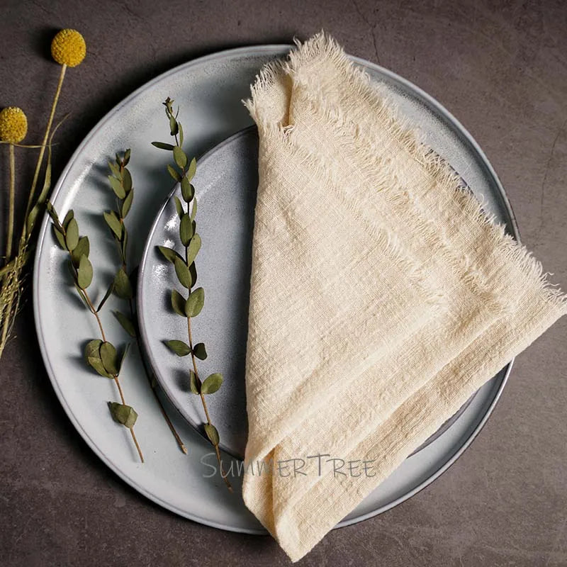 10pcs Large Napkins 41x41cm Rustic Cotton Gauze Napkin Muslin Tea Towel Dinner Retro Cheesecloth (Online Exclusive) Wedding Party Linen Decor