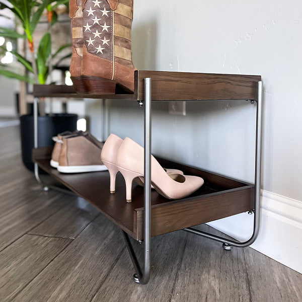 Modern Wood and Metal Shoe Rack (Online Exclusive)