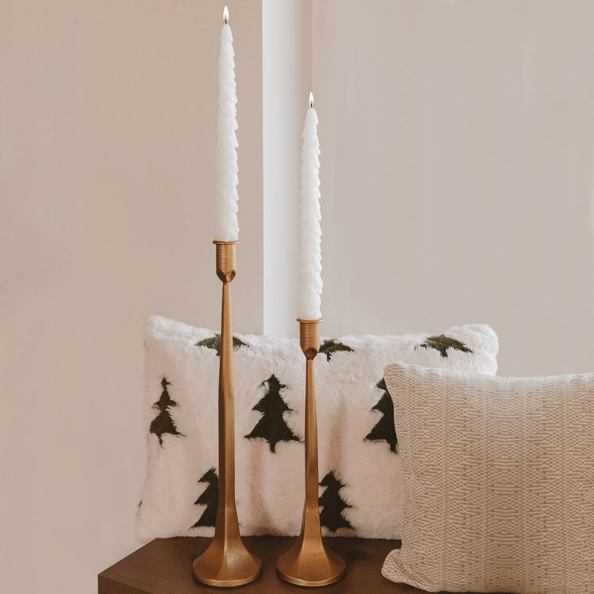 Cream Tree Taper Candles - Set of 2 (Online Exclusive