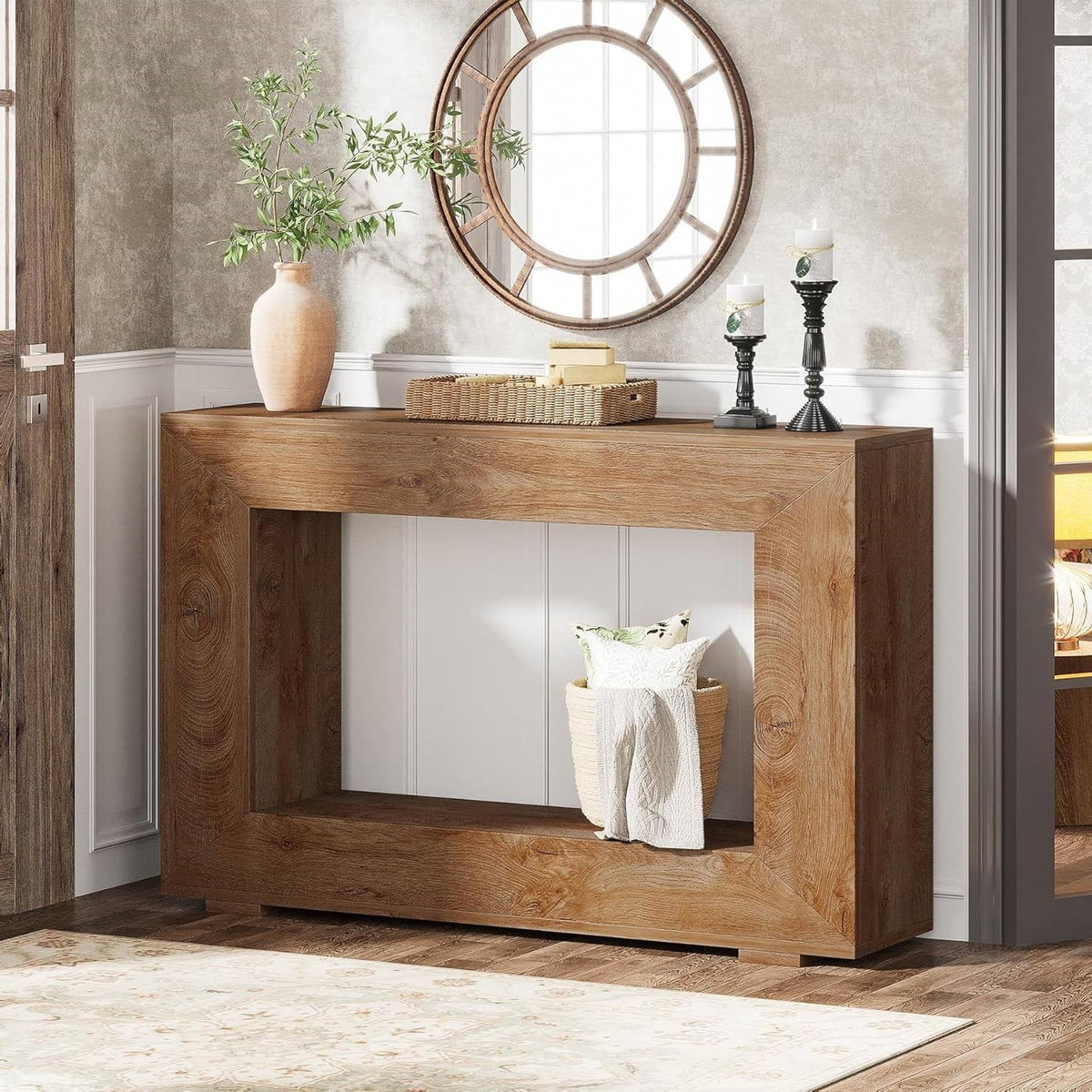 Modern Farmhouse 47-inch Long Entryway or Sofa Table in Brown Wood Finish (Online Exclusive)