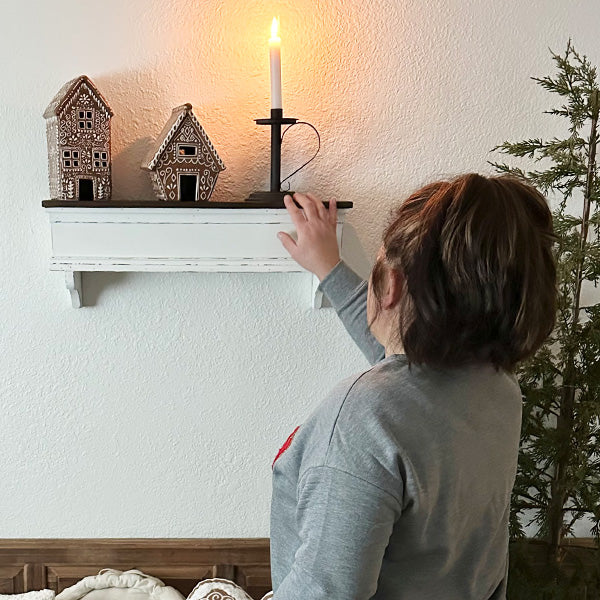 Distressed White Wood Wall Shelf (Online Exclusive)