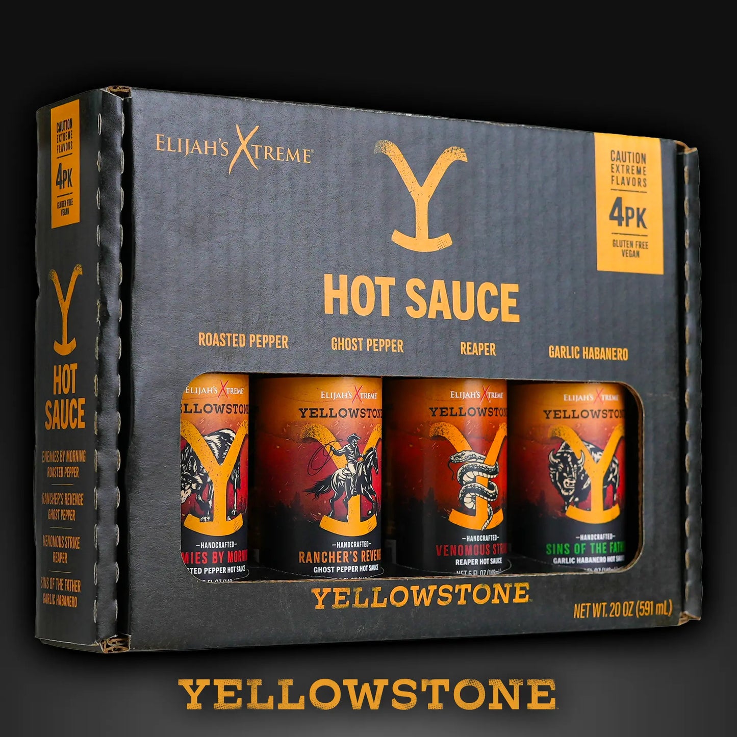 Yellowstone Hot Sauce Variety Pack 4 Bottles (Online Exclusive)