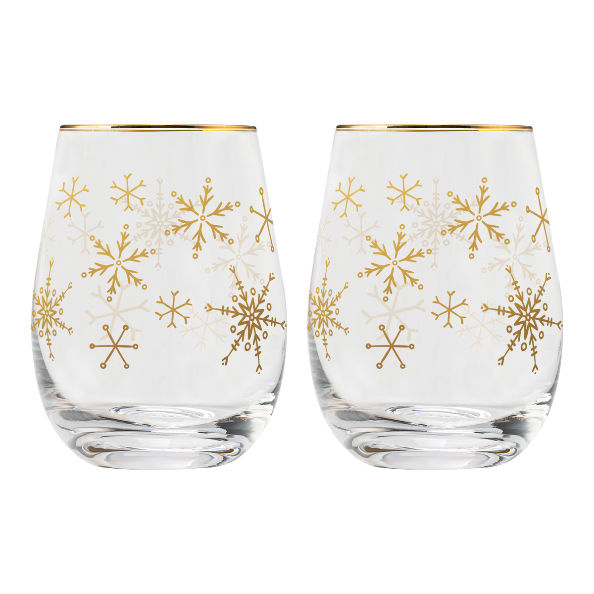SNOWFLAKES STEMLESS WINE GLASSES - Set of 2