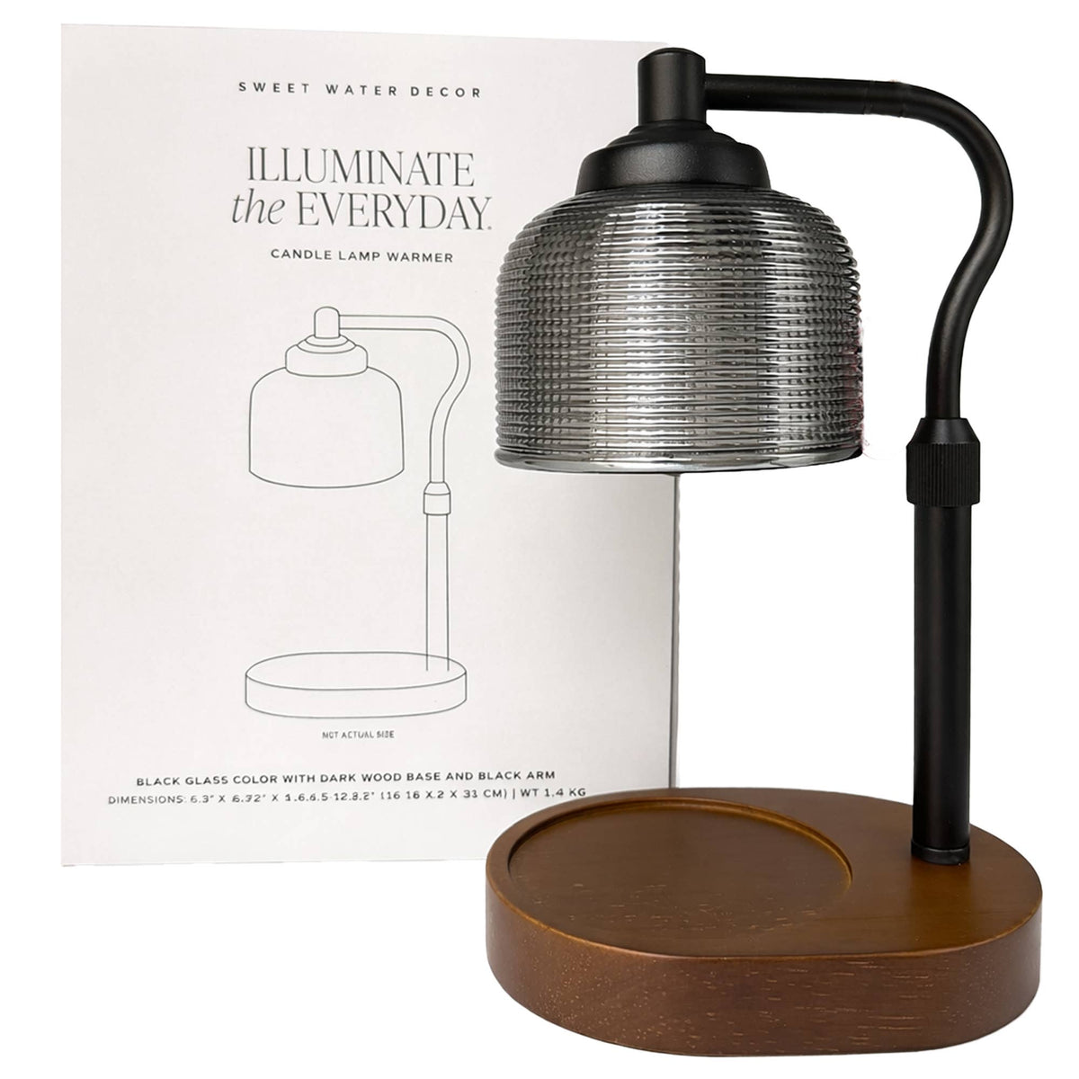 CANDLE LAMP WARMER w/WOOD BASE