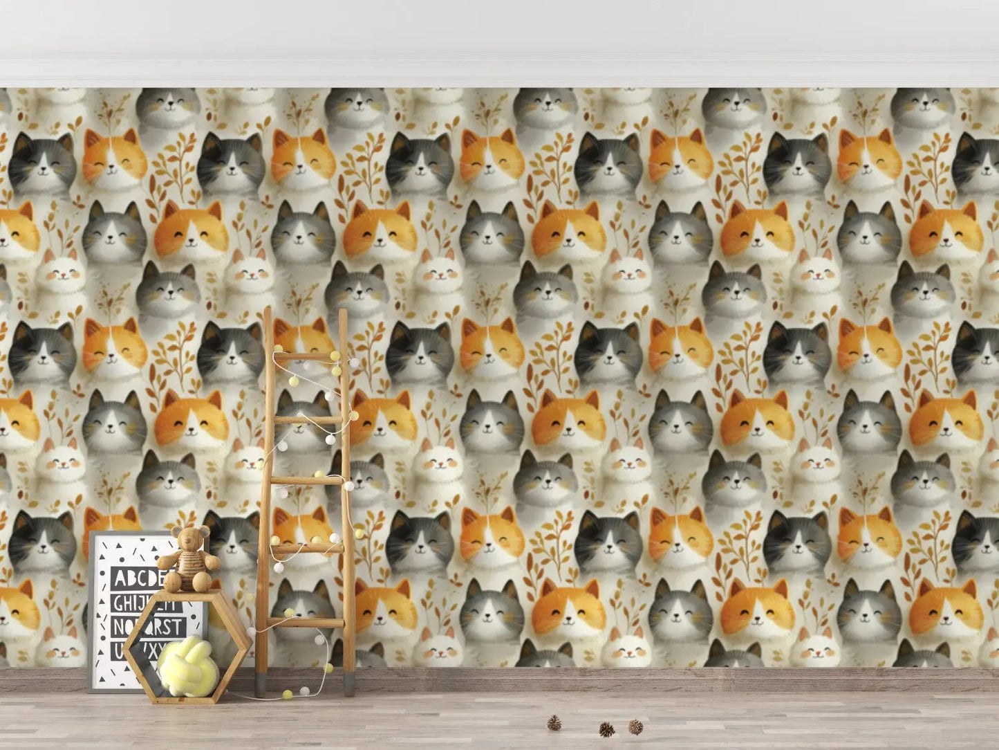 Whispering Whiskers & Leaves Wallpaper (Online Exclusive)