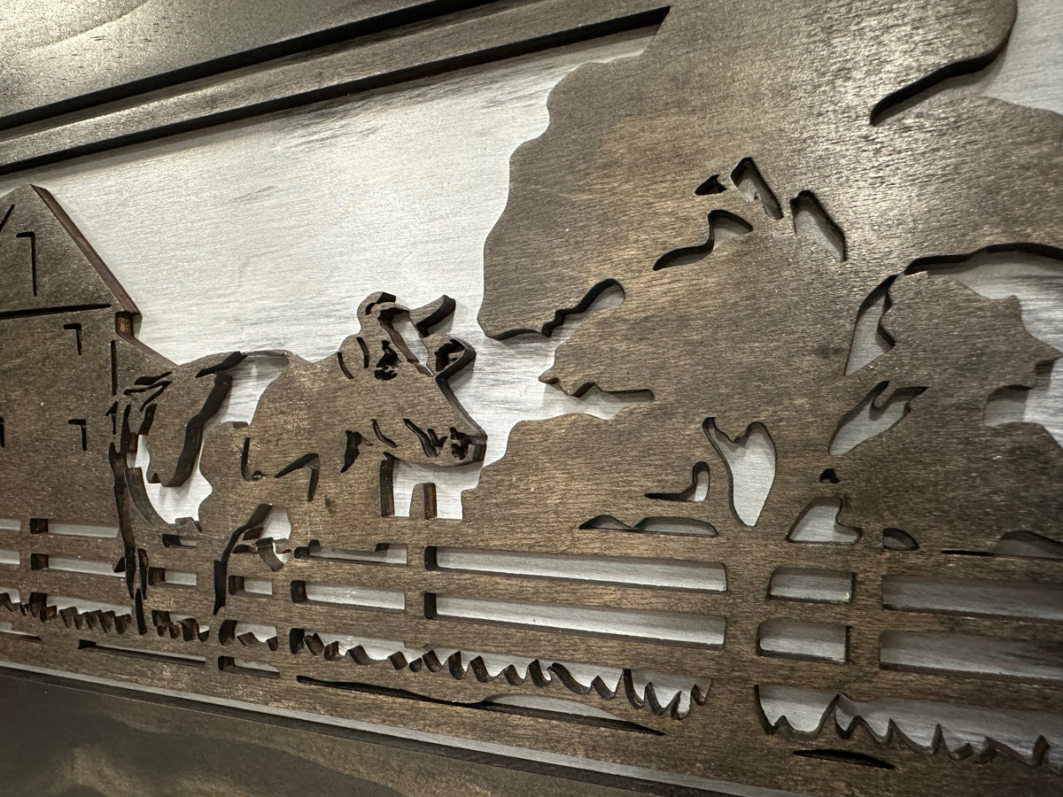 Decorative Cow Farm (Online Exclusive) Wall-Mounted Secure Gun Cabinet - Gun Safe To Securely Store Your Gun & Home Self Defense Gear