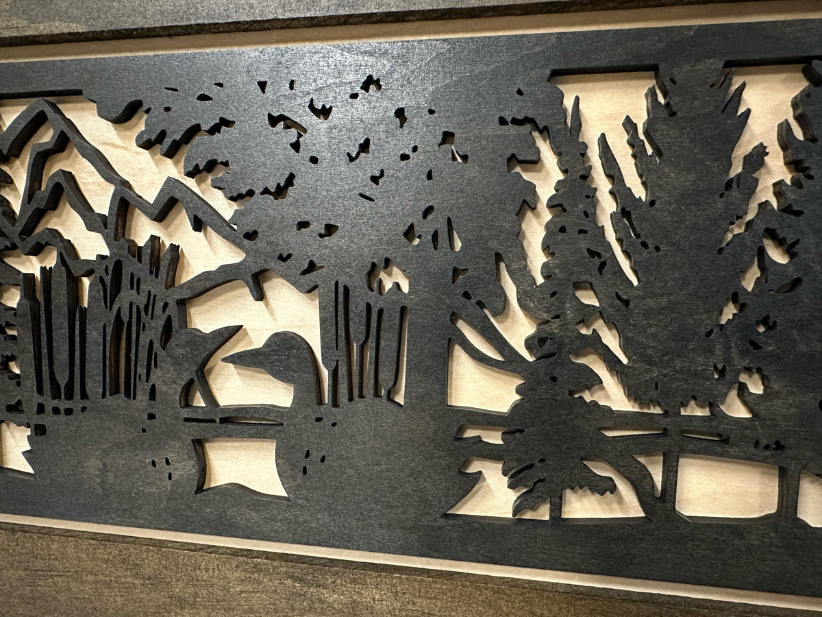 Wood Gun Cabinet (Online Exclusive) Ducks On A Pond Wall Decoration - Hidden Gun Safe To Securely Store Your Gun In Plain Sight by Bellewood Designs