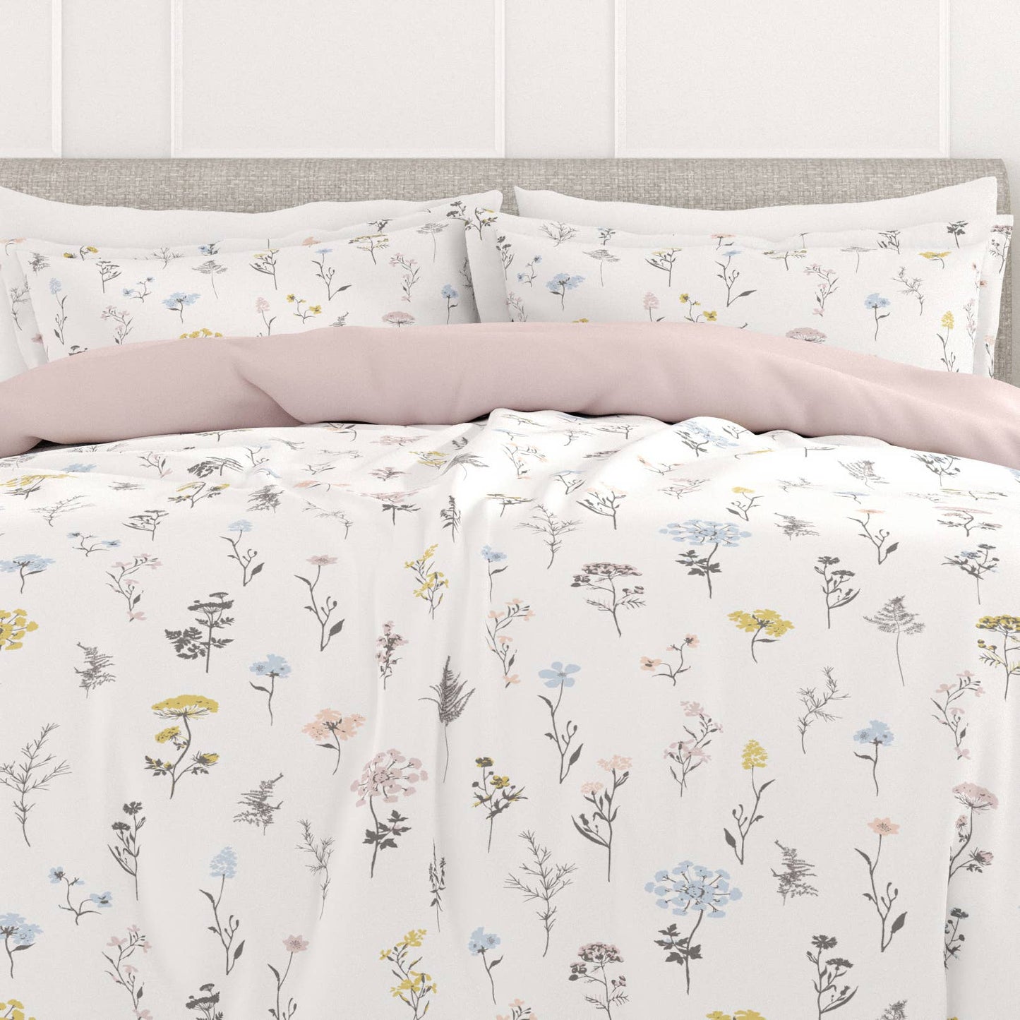 Wild Flower Pattern 3 Pc Reversible Duvet Cover Set
