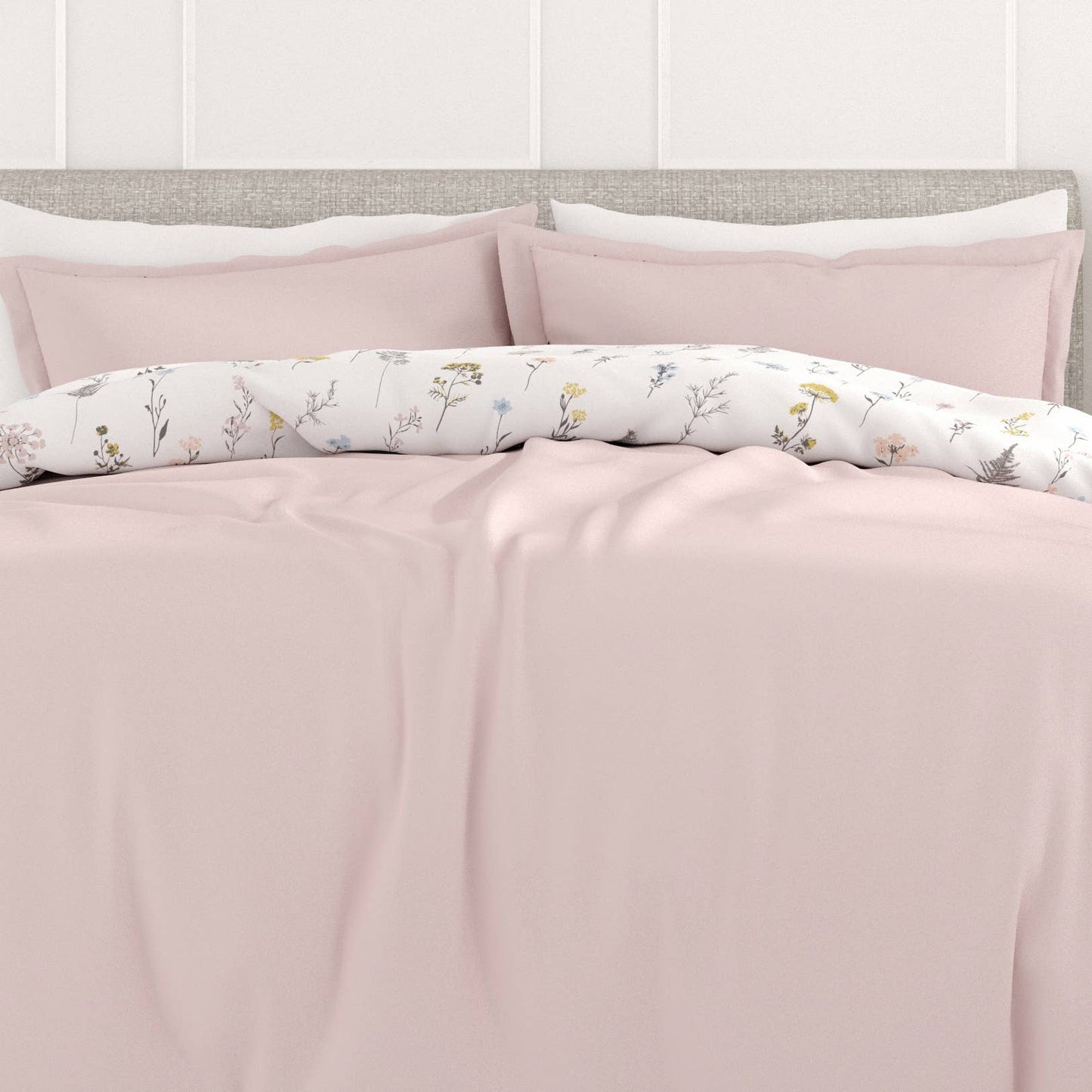 Wild Flower Pattern 3 Pc Reversible Duvet Cover Set