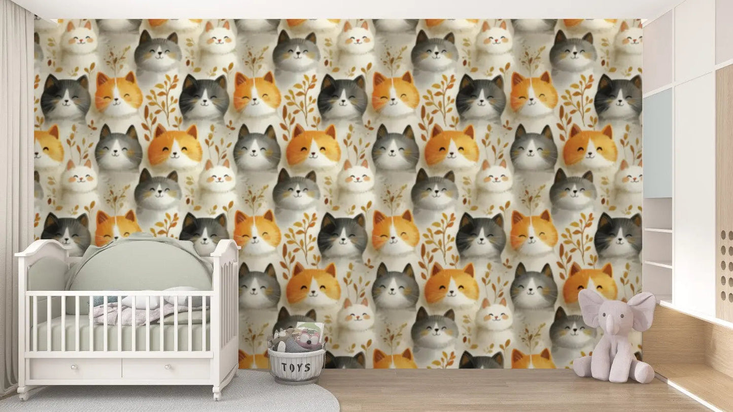 Whispering Whiskers & Leaves Wallpaper (Online Exclusive)