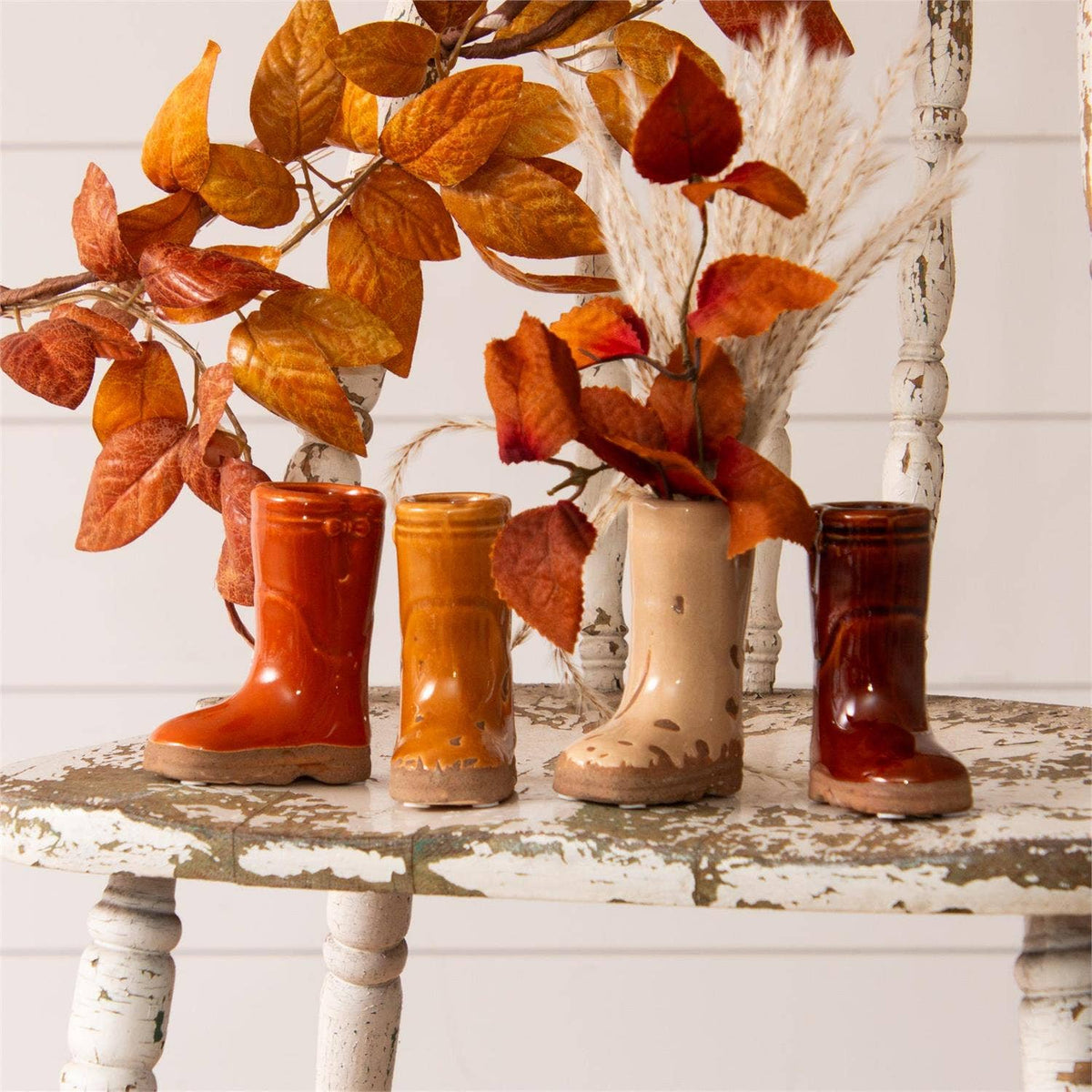 Mini Ceramic Boot Vases - Earthy Tones