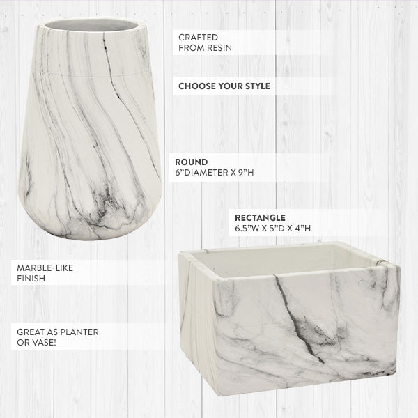 Marble-Like Flower Vases, Pick Your Style (Online Exclusive)