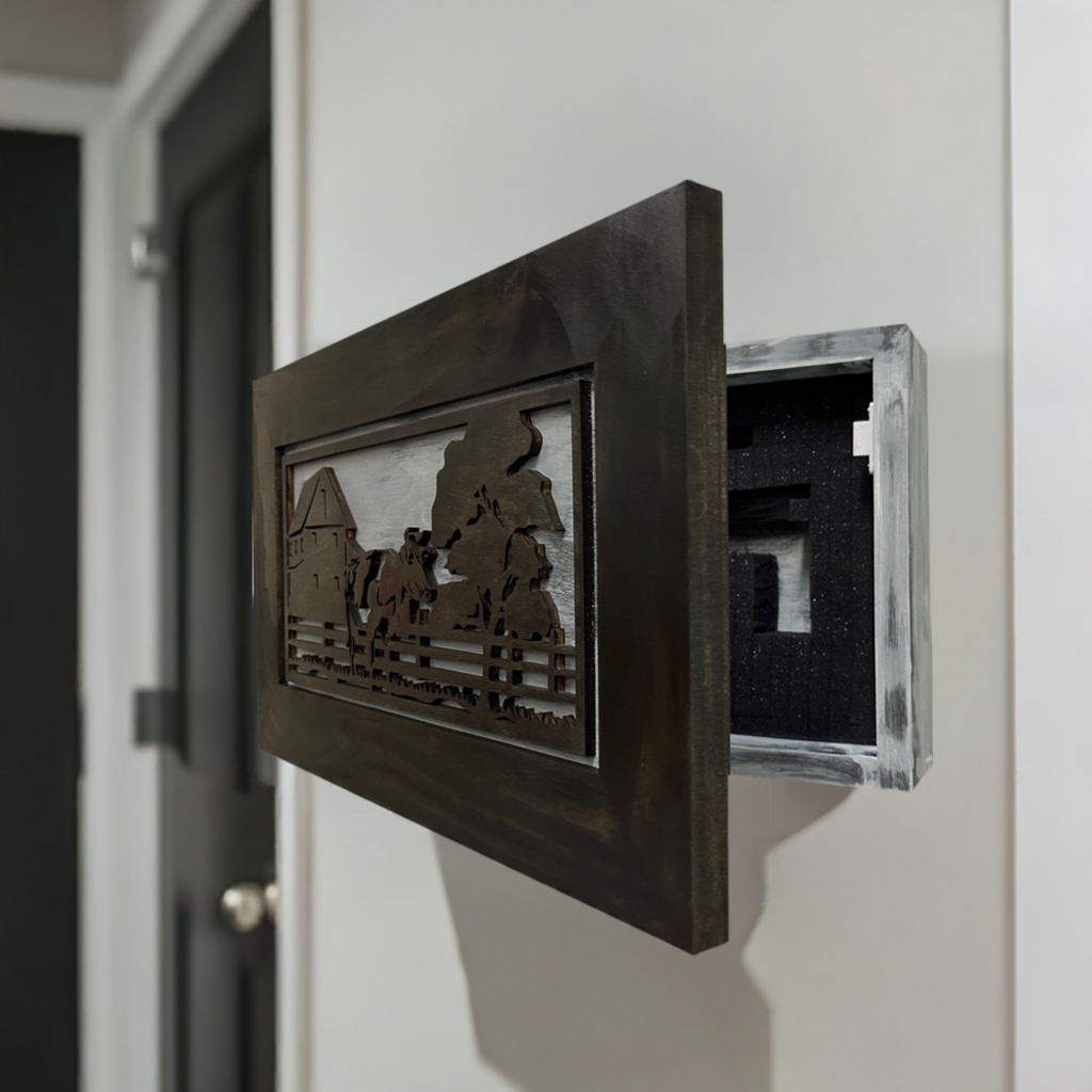Decorative Cow Farm (Online Exclusive) Wall-Mounted Secure Gun Cabinet - Gun Safe To Securely Store Your Gun & Home Self Defense Gear