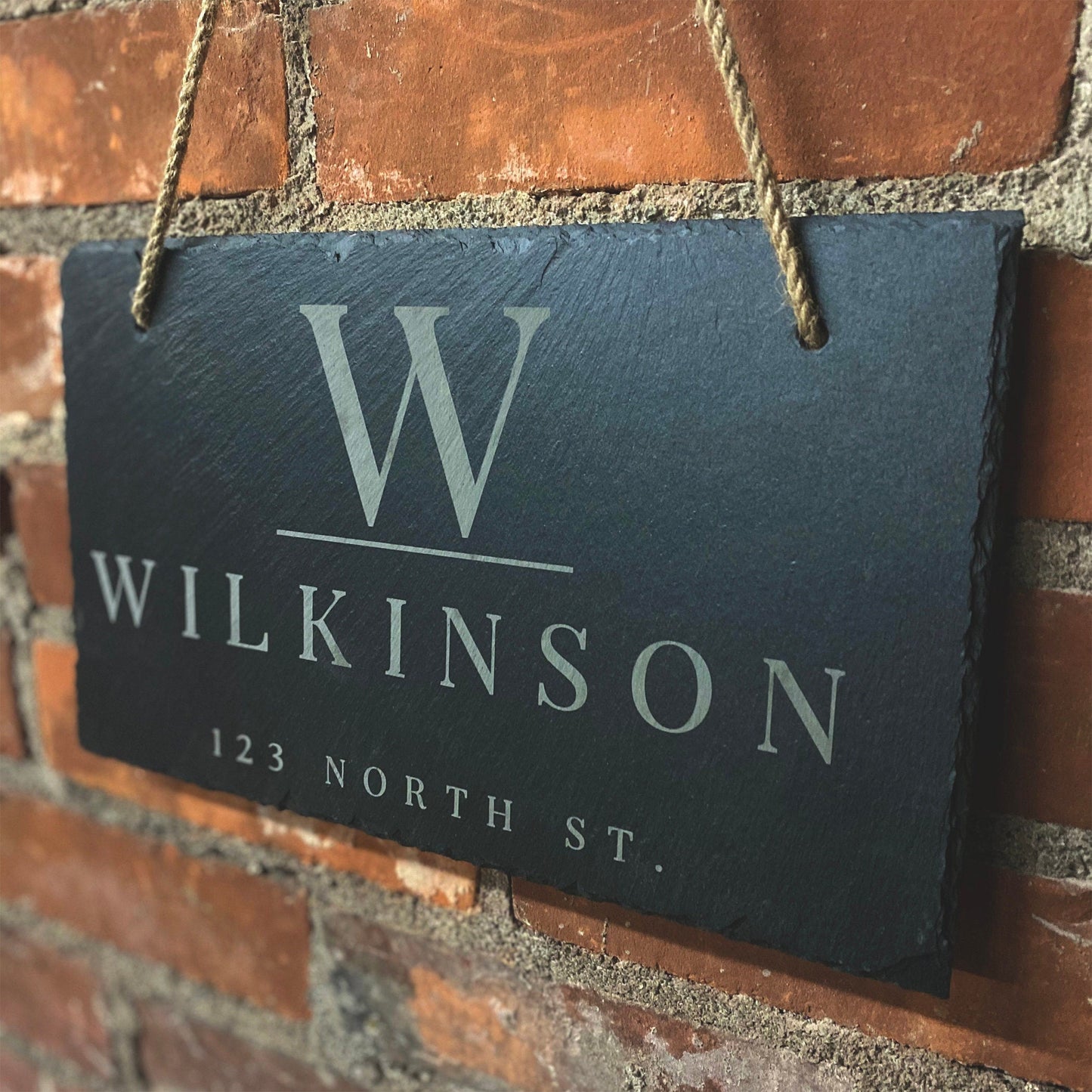 Personalized Slate Home Sign | Last Name Slate Address Sign | 11.75" x 7" Size | Street Number Sign | Slate Hanging Sign (Online Exclusive)