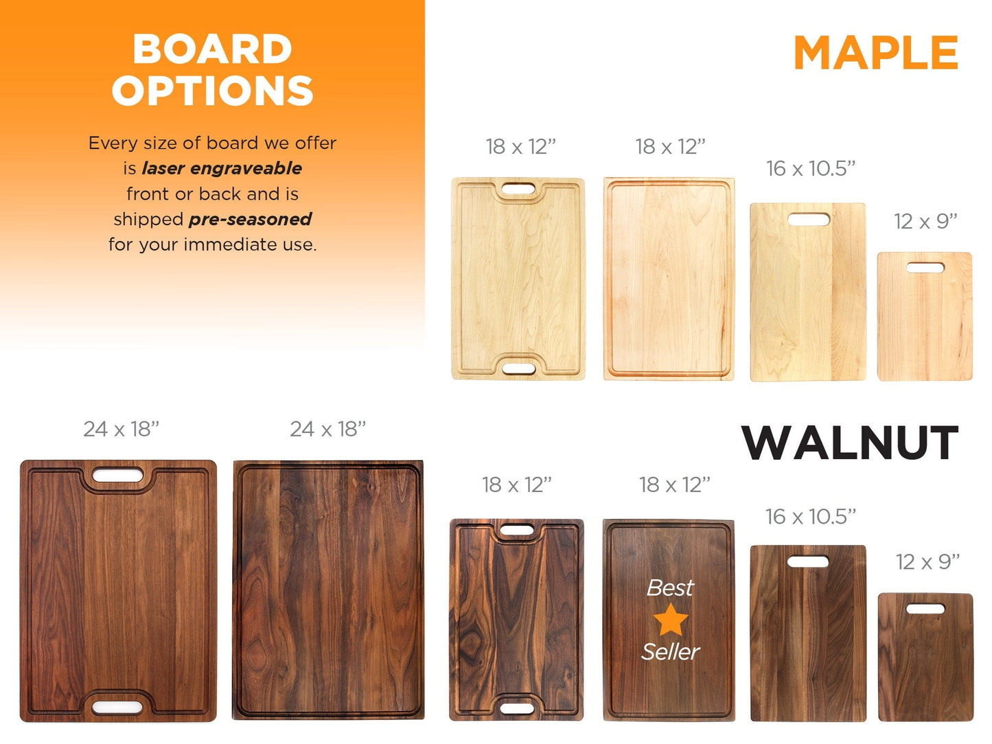 Personalized Cutting Board Wedding Gift, Customize your Walnut and Maple Boards, Engraved Engagement Gift, Unique Bridal Shower Present (Online Exclusive)