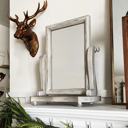 Distressed White Adjustable Wood Vanity Mirror (Online Exclusive)
