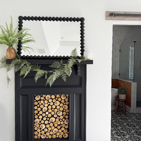 Black Beaded Carved Wood Wall Mirror (Online Exclusive)
