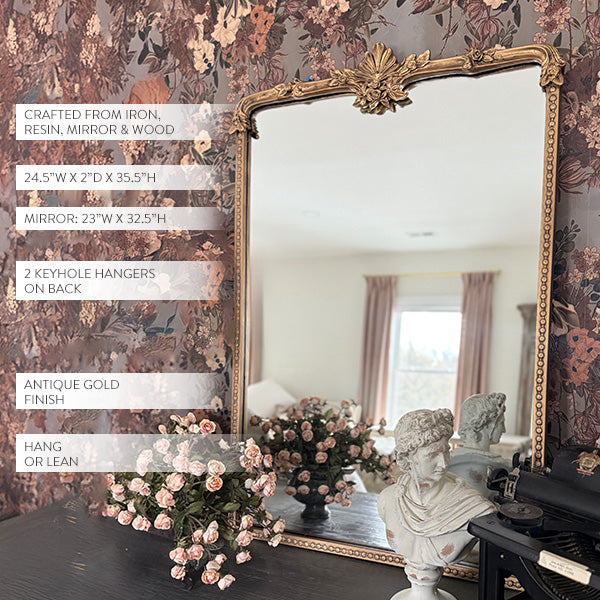 Ornate Golden Floral Rectangular Mirror (Online Exclusive)