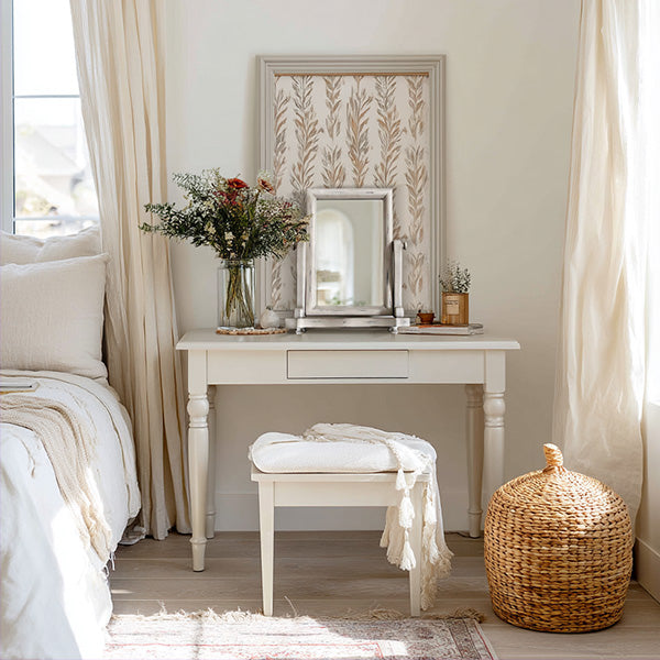 Distressed White Adjustable Wood Vanity Mirror (Online Exclusive)