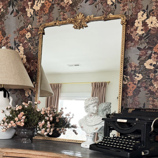 Ornate Golden Floral Rectangular Mirror (Online Exclusive)