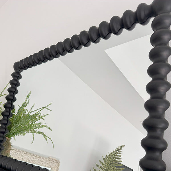 Black Beaded Carved Wood Wall Mirror (Online Exclusive)
