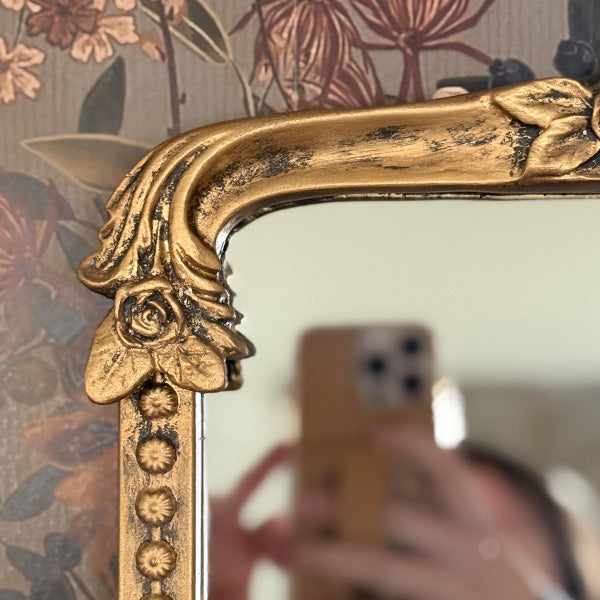 Ornate Golden Floral Rectangular Mirror (Online Exclusive)