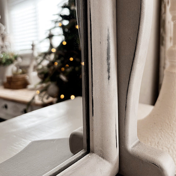 Distressed White Adjustable Wood Vanity Mirror (Online Exclusive)