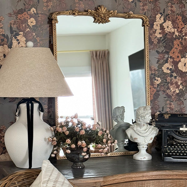 Ornate Golden Floral Rectangular Mirror (Online Exclusive)