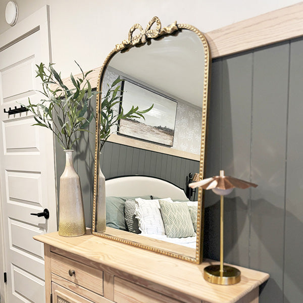 Antique Gold Bow Mirror, Choose Your Size (Online Exclusive)