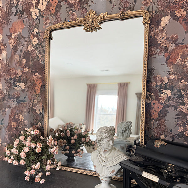Ornate Golden Floral Rectangular Mirror (Online Exclusive)