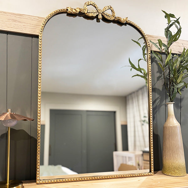 Antique Gold Bow Mirror, Choose Your Size (Online Exclusive)