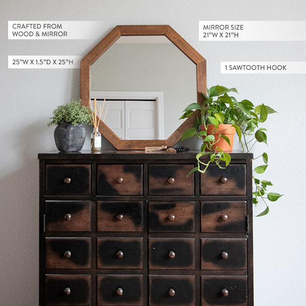 Octagon Wood Frame Mirror (Online Exclusive)