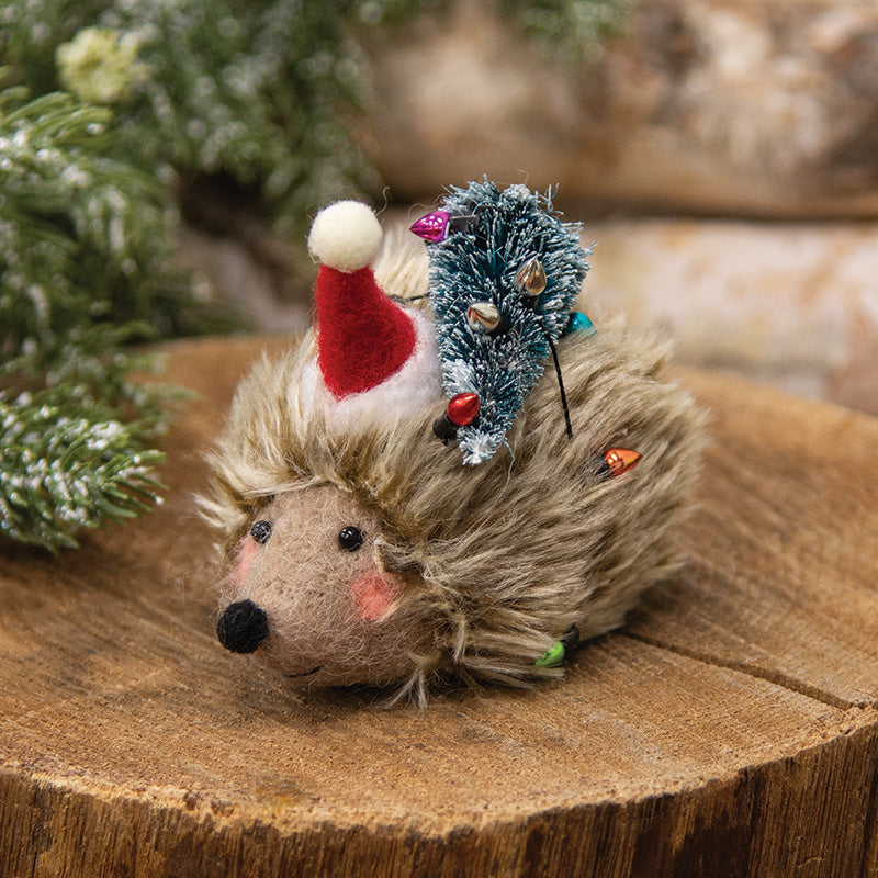 HEDGEHOG WITH LIGHTS AND TREE FELTED ORNAMENT
