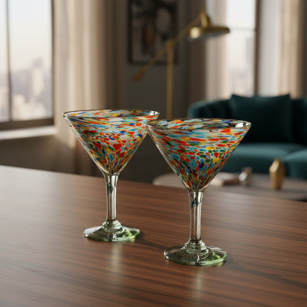 Confetti Pebbled Martini Glass | Hand-Blown Mexican Barware (Online Exclusive)