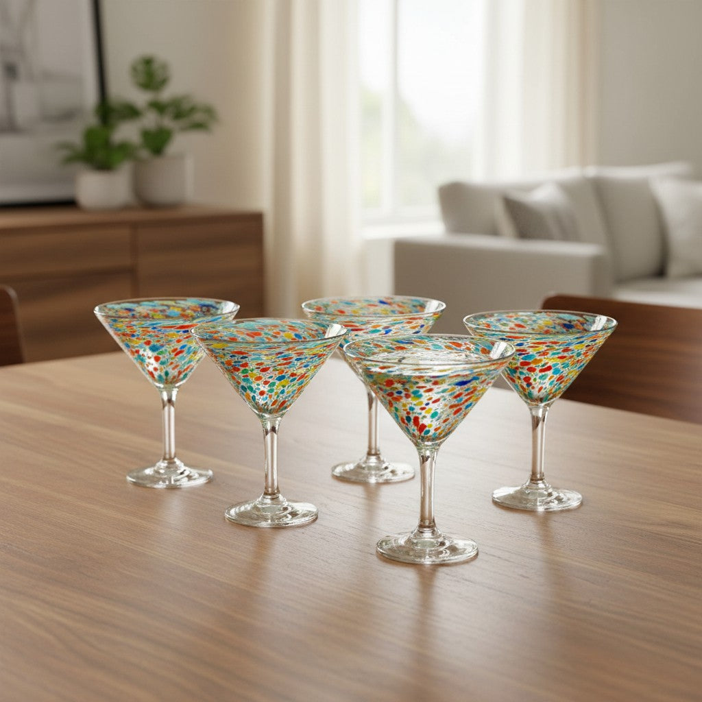 Confetti Pebbled Martini Glass | Hand-Blown Mexican Barware (Online Exclusive)