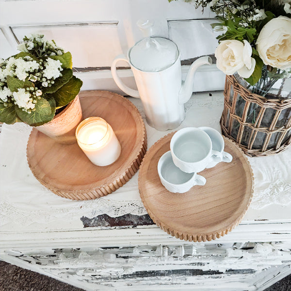 Fluted Wooden Display Trays, Set of Two (Online Exclusive)