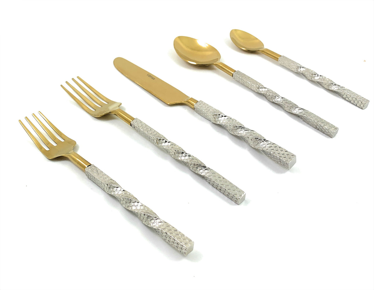 Golden Stainless Steel Flatware Set of 20 Pieces (Online Exclusive)