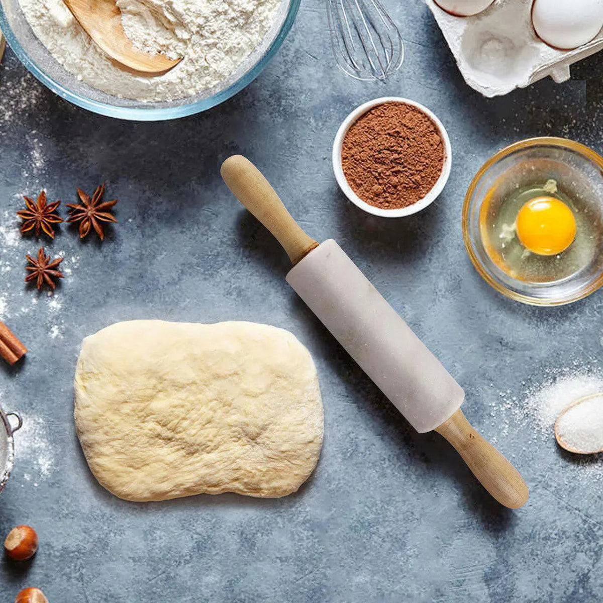 Vivace White Marble Wood Rolling Pin (Online Exclusive)