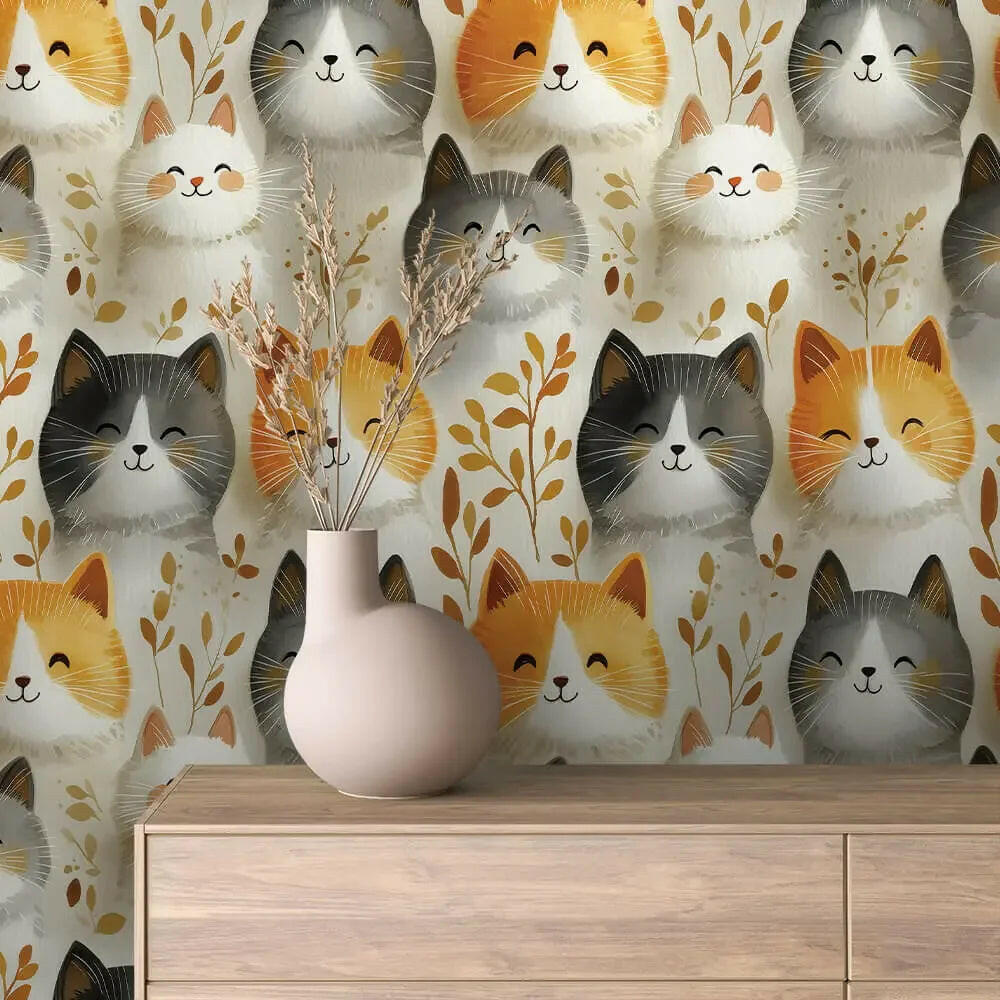 Whispering Whiskers & Leaves Wallpaper (Online Exclusive)