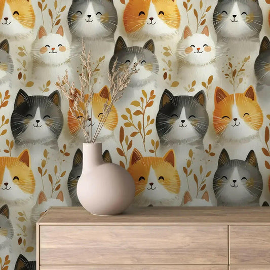 Whispering Whiskers & Leaves Wallpaper (Online Exclusive)