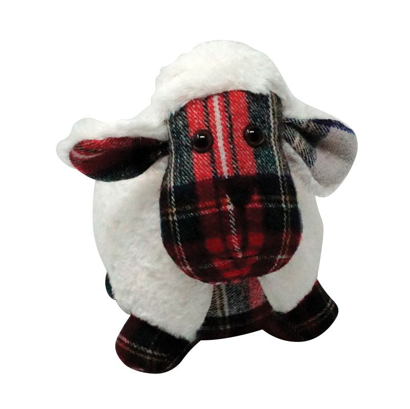 Red/Grey Plaid Sheep Doorstop