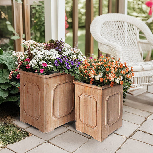Oversized Outdoor Wooden Planters, Set of 2 (Online Exclusive)