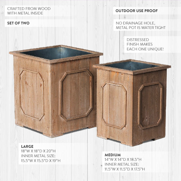 Oversized Outdoor Wooden Planters, Set of 2 (Online Exclusive)