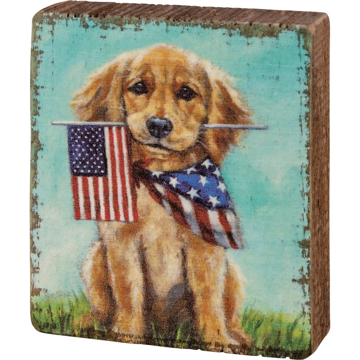 Puppy Flag Block Sign