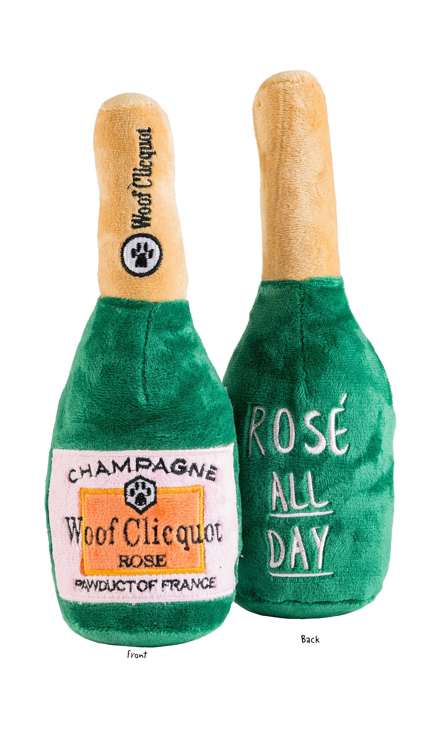 Woof Clicquot Rose' Champagne Bottle
