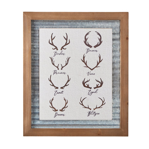 Reindeer Names Metal & Wood Sign
