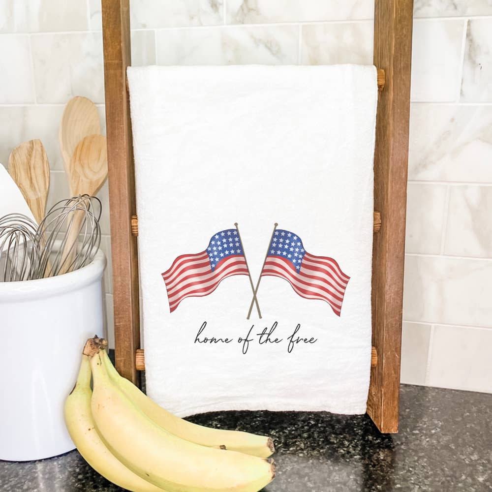 Home of the Free Flags Tea Towel