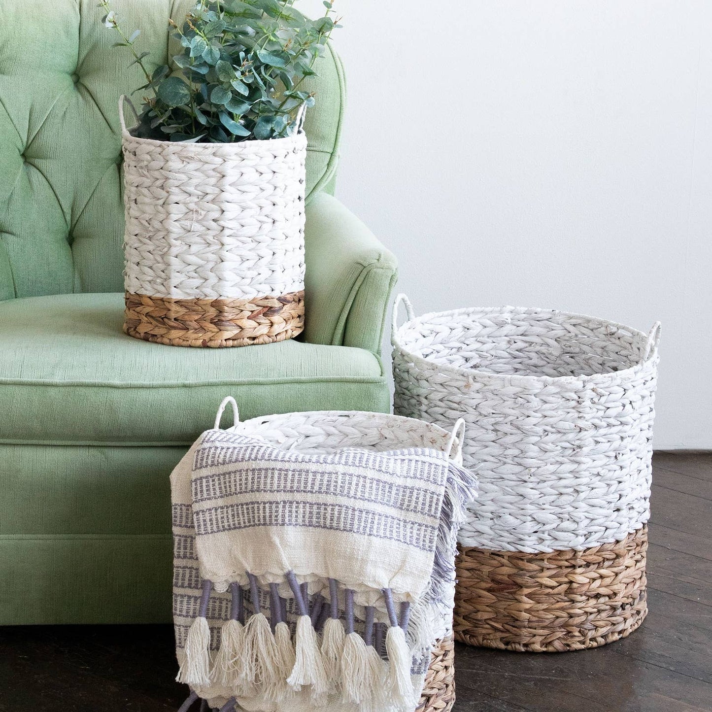 Ariana Natural Baskets White, Set of 3