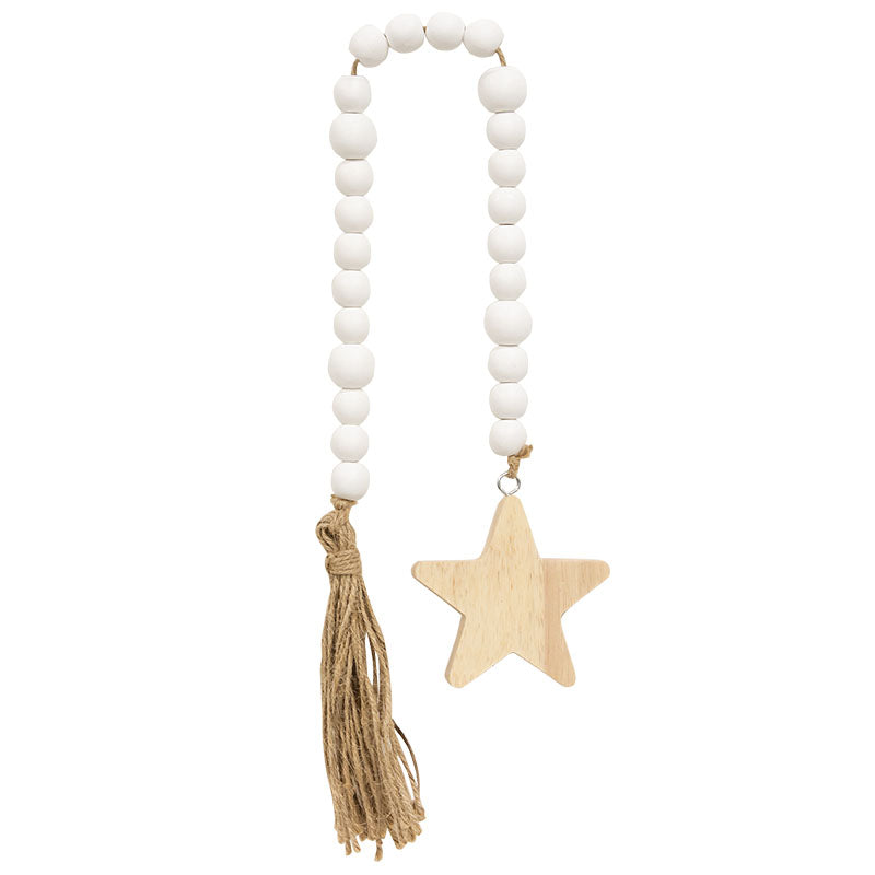 Wood Star Beaded Tassel
