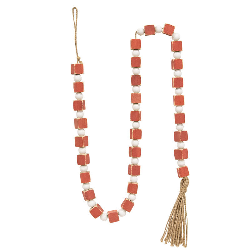 Square & Round Wood Beaded Garland